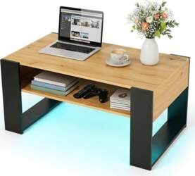 Coffee Table with LED Lighting and
