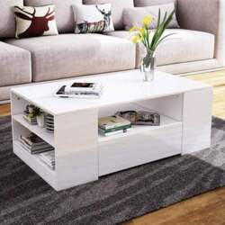 Coffee Table with Storage Space, White