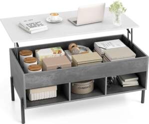 COSTWAY Coffee Table Height Adjustable, Side