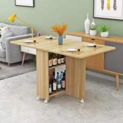 Foldable Dining Table with Wheels and