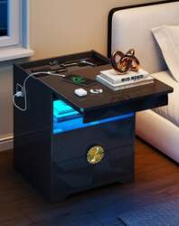 FREDEES Night Table with Hidden Drawer