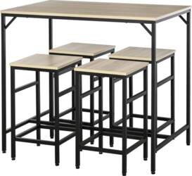 HOMCOM Bar Table and 4 Stools