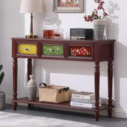 JSWHYBD Hand-Painted Solid Wood Console Table