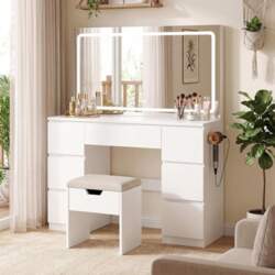 JUMMICO Large Dressing Table with LED