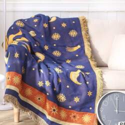 Large Throw Blanket, Boho Sun Moon