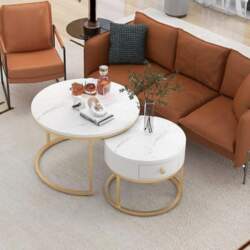 Merax Round Coffee Table, Set of