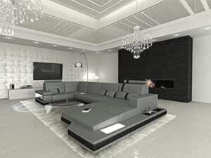 Messana U-Shape Leather Sofa with LED