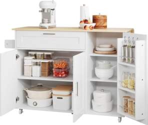 Mobile Kitchen Table, Folding Worktop, Oak