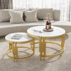 Modular Coffee Table Set Marble Effect