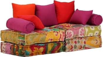 Modulares Sofa-Bett 2-Sitzer mit Patchwork Stoff