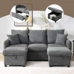 Multifunctional Corner Sofa U-Shape Three-Seater Upholstered