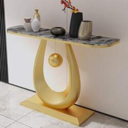 Narrow Long Console Table with Geometric