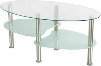 Oval Coffee Table Glass Top Table