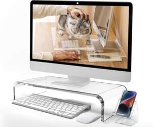 Premium Acrylic Monitor Stand, Computer Riser