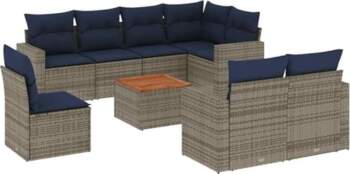 Rantry Garten-Sofagarnitur Set Grau PE-Rattan Ecksofa