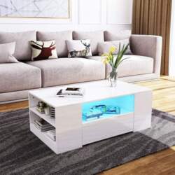 Rectangular White High Gloss Modern Living