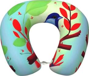 Red Leaf Bird Memory Foam ceļojuma