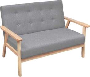 Retro Sofa & Sessel Hellgrau Stoff