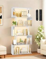 S-shaped Bookcase with Light, 5 Levels