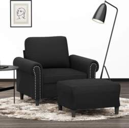 Samt Sessel mit Hocker 60 cm