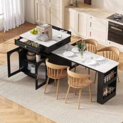 Sapgaks Extendable LED Dining Table Kitchen