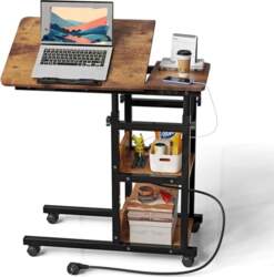 Side Table with Wheels, C-Shaped Side