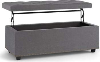 SIMPLIHOME Hamilton Wide Traditional Rectangular Ottoman