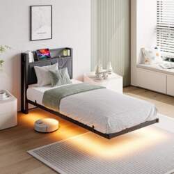 Single Floating Bed Frame with LED