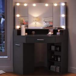 SONNI Corner Dressing Table with Triple
