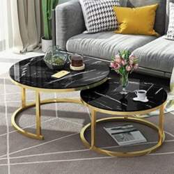 Stackable Coffee Table Set with Glass