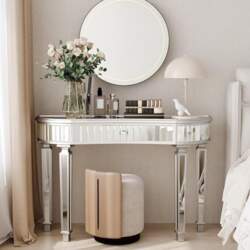 SUKY Half-Moon Mirrored Console Table 120