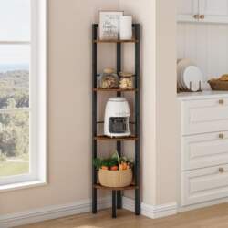 Tajsoon Tall Corner Bookcase, 4 Tier
