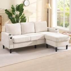 Upholstered Sofa, Couch with USB and