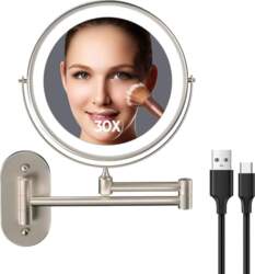 USB-Rechargeable Makeup Mirror with Light, Double-Sided