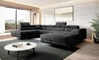 Varberg Velour Graphite Corner Sofa in
