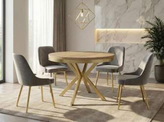 WFL GROUP Round Extendable Dining Table