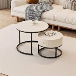 2-in-1 Round Coffee Table Set Nesting