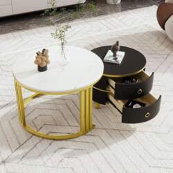 2-in-1 Round MDF Coffee Table, Side