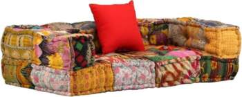 2 Seater Modular Pouf Patchwork Fabric