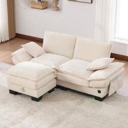 2-Seater Modular Sofa with Stool, 190