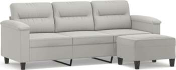 3-Sitzer-Sofa mit Hocker Hellgrau 180 cm