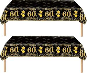 60th Birthday Rectangle Plastic Tablecloth for
