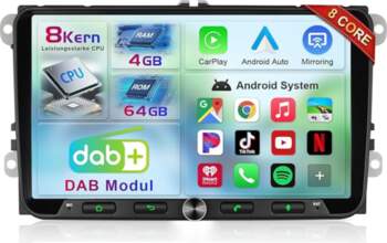 8-core 4+64G Android DAB+ auto radio