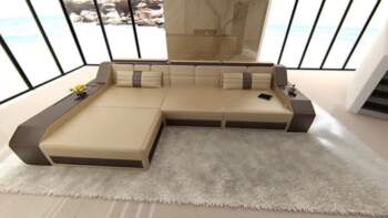 Arezzo Leather Sofa L Shape Sofa