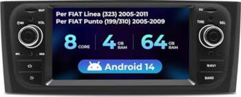 Auto radio Android 14 priekš Fiat
