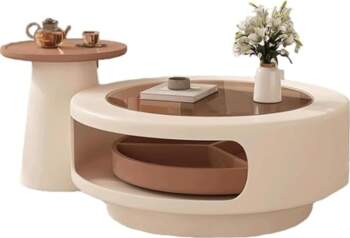 BKEKM Modern Coffee Table Rotating Centre