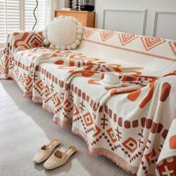 Chenille Sofa Throw Blanket, Ethnic Style