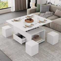 Coffee Table, Height Adjustable, Movable Sofa