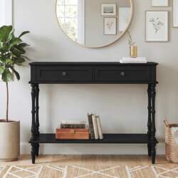 Console Table with Drawers, Black Console