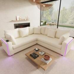 Corner Sofa L-Shaped with LED Lighting